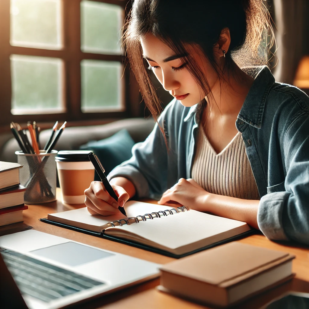 Student preparing for a job interview with resume.